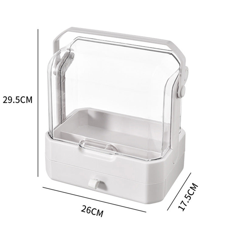 Luxury transparent dustproof cosmetic organizer - large capacity drawer-style storage box for skincare, lipstick, and jewelry