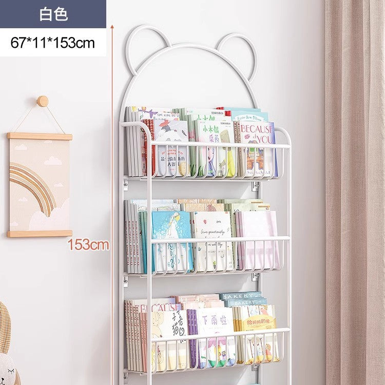 Behind the door shelf wrought iron ultra-thin bookshelf floor-to-ceiling children's simple extremely narrow crack wall wall hanging household storage cabinet