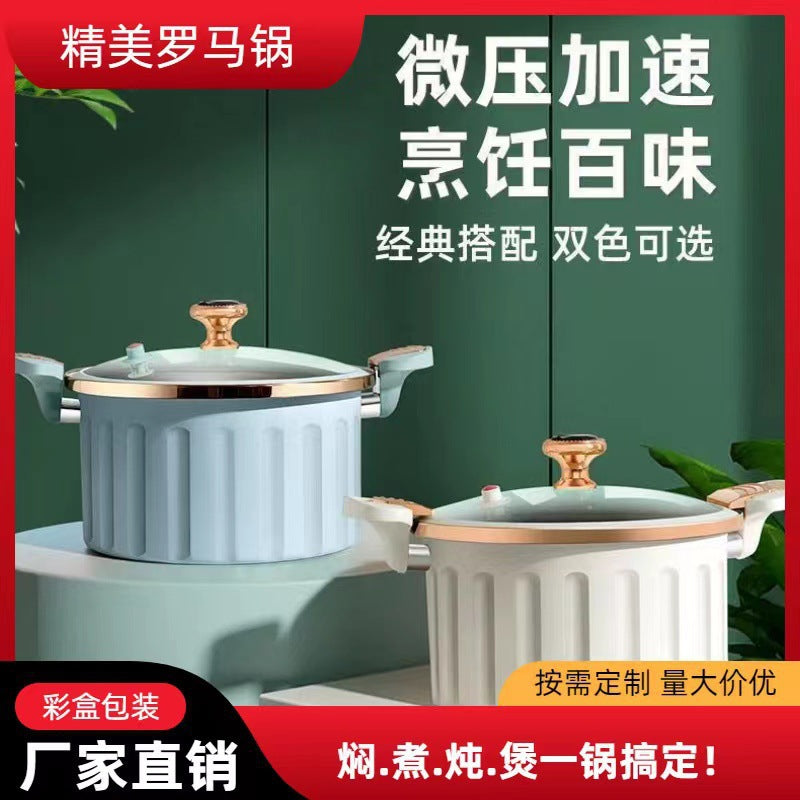 Enamel roman pot 10 liters large capacity double ear micro-pressure cooking pot for home multifunctional stew pot gift wholesale