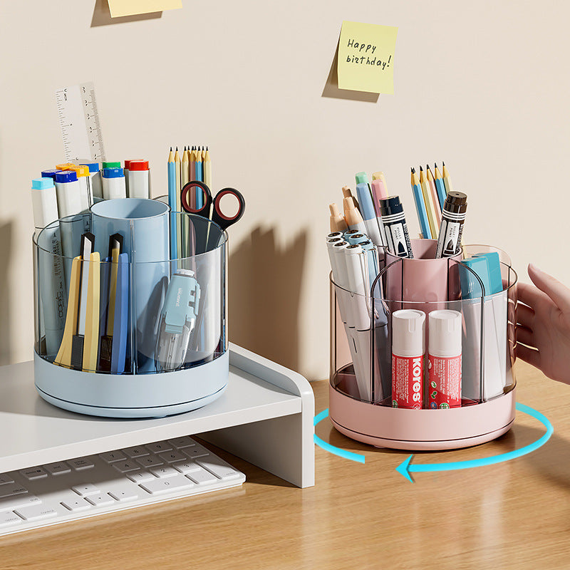 Liheng rotating pen holder large-capacity desktop office student simple and cute desktop cosmetics storage box brush holder