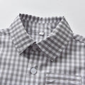 Kids' summer plaid shirt & overalls set - korean style boys' outfit - in stock & wholesale - gentleman's formal wear