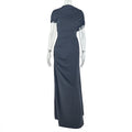 Fashion styleexportpure color pleated looseplaid hip skirtwork clothing waist high collar short sleeve asymmetricaldress