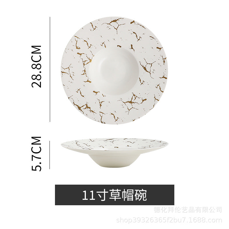 Nordic creative high-end western dinner plate pasta plate hotel restaurant upscale dessert pastry pasta presentation plate