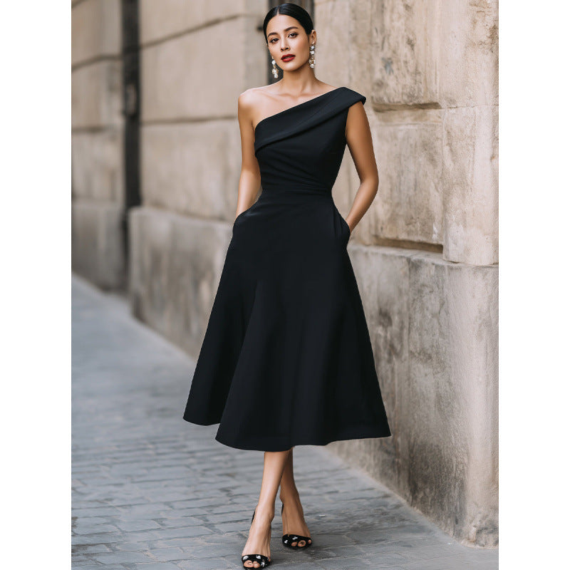 new cross-border women's spring off-the-shoulder maxi dress - summer long dress
