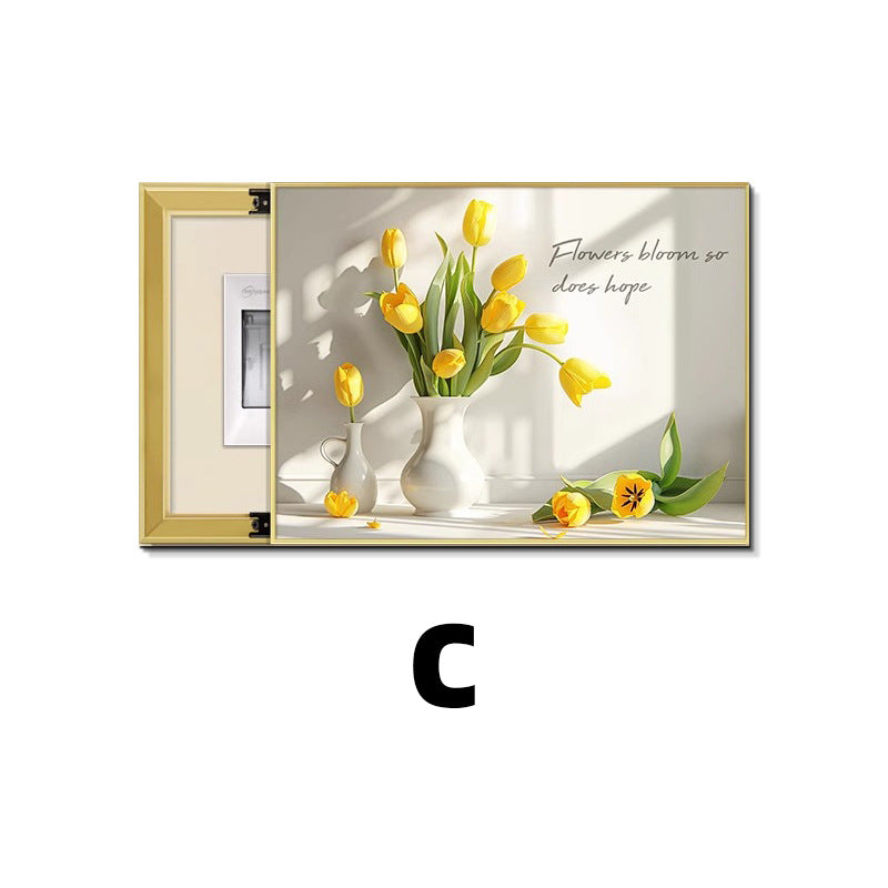 French cream air meter box decorative painting modern simple distribution box blocking hanging painting advanced sense 2025 new