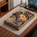 6-compartment [hammered glass] glass dish with walnut wood tray