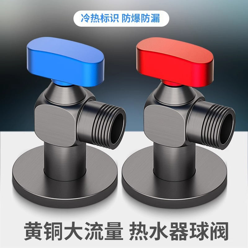 Brass ball core angle valve large flow full open triangle valve water heater special control valve 4 points angle valve one in one out
