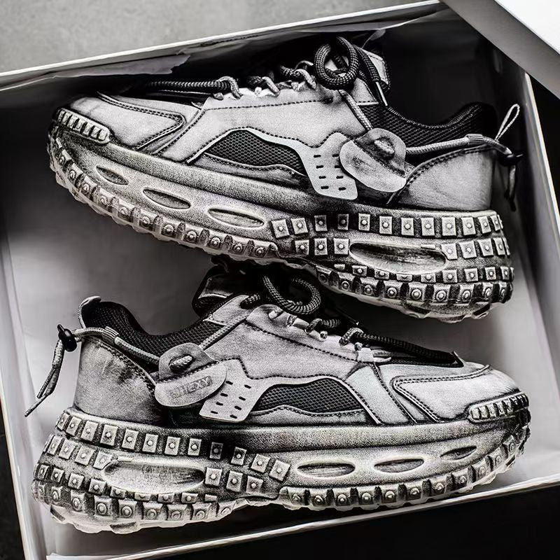 Winter men's new breathable mesh teenager sports shoes men's trendy versatile tire sole chunky dad shoes
