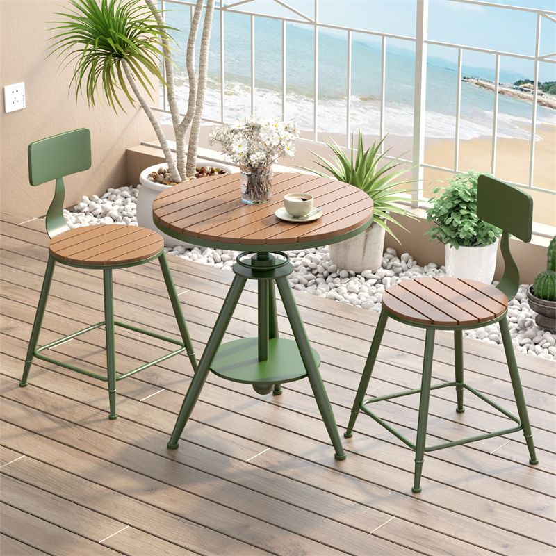 Outdoor casual dining set - waterproof & sun-resistant table and chairs - two chairs included - balcony adjustable round table