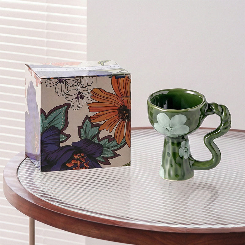Vintage style mug irregular water cup niche mug hand-painted ceramic coffee cup creative gift handheld cup