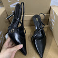 Za2025 new patent leather pointed-toe crimson red sexy ultra-high heel stiletto peep-toe back-tie sandals - mature woman style