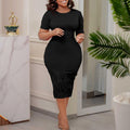 D3196 european and american plus size women's clothing  summer elegant beaded bodycon african plus size foreign trade dress