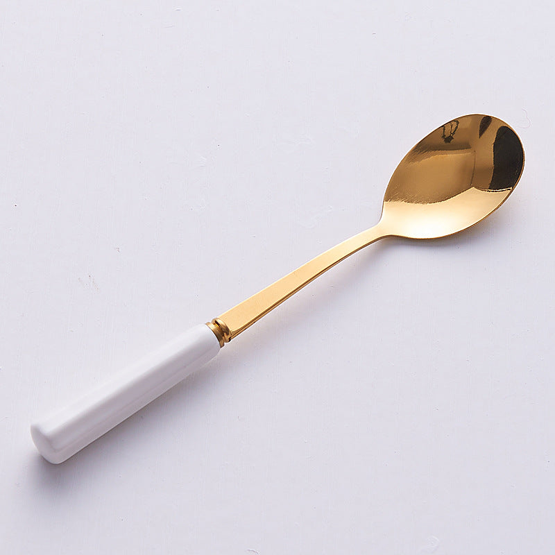 Luxury stainless steel fruit fork set - high-end dessert forks with storage jar, creative spoon and fork combination for home use