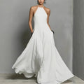spring/summer new arrivals: european and american -style independent store cotton-linen blend minimalist open-back sleeveless maxi dress