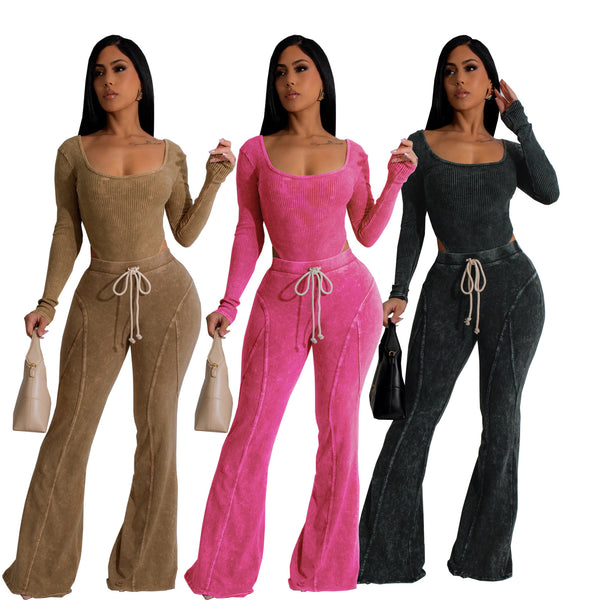TW601  supply European and American fashion women's clothing autumn and winter sexy tights fitness pants set