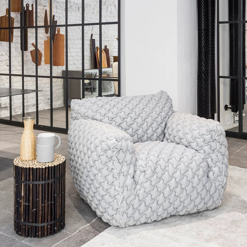 Influencer designer blue fatty sofa chair - living room, balcony, single fabric sofa - italian minimalist lazy casual chair