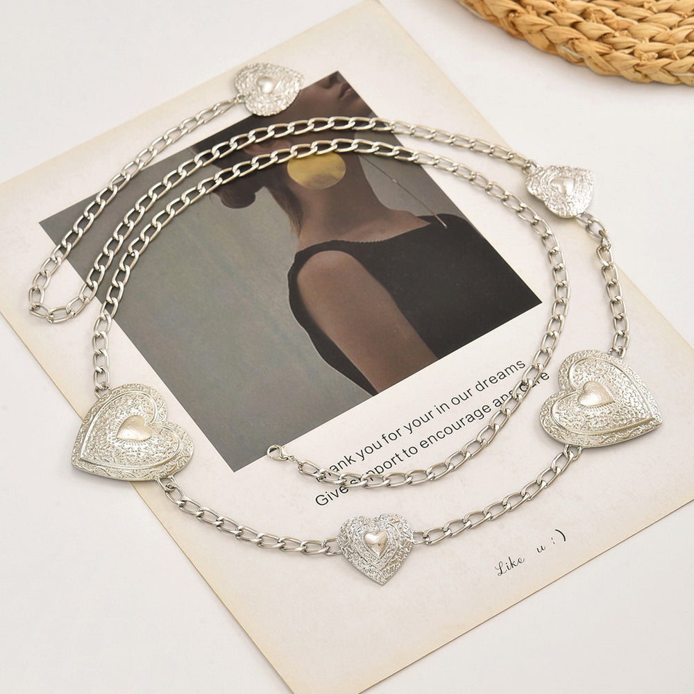 Wholesale metal waist chain - european & american cross-border accessories - women's punk metal style - unique heart design body chain belt