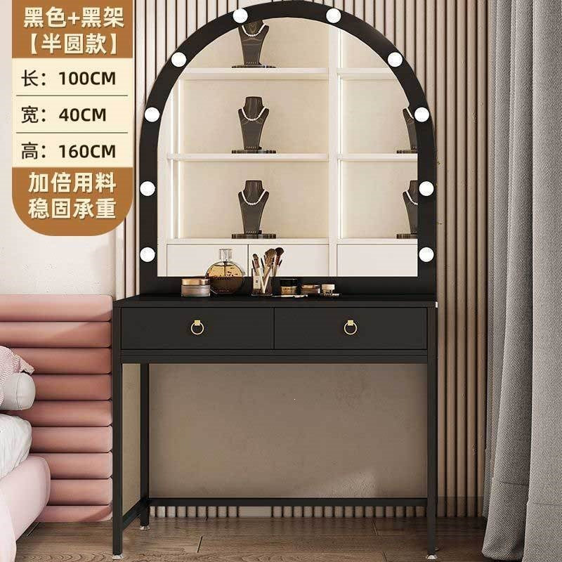 Vanity table with light, portable makeup desk for home use, small apartment vanity, modern minimalist makeup table, photo studio makeup table