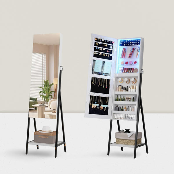 American style wall-mounted full-length mirror jewelry storage mirror-mounted cabinet fashion storage and decorative full-length mirror solid wood