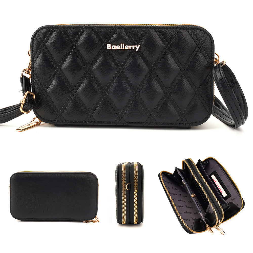 Baellerry's new women's mobile phone bag, European and American fashion plaid large-capacity zipper, single shoulder small crossbody explosion