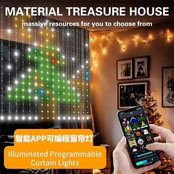 Smart Curtain Light RGB Symphony DIY Text Custom Pattern Symphony Point Control Leather Line Light LED Curtain Light String