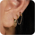 European and american cross-border hot-selling real gold brass electroplated french retro tassel zircon earrings women's high-end set