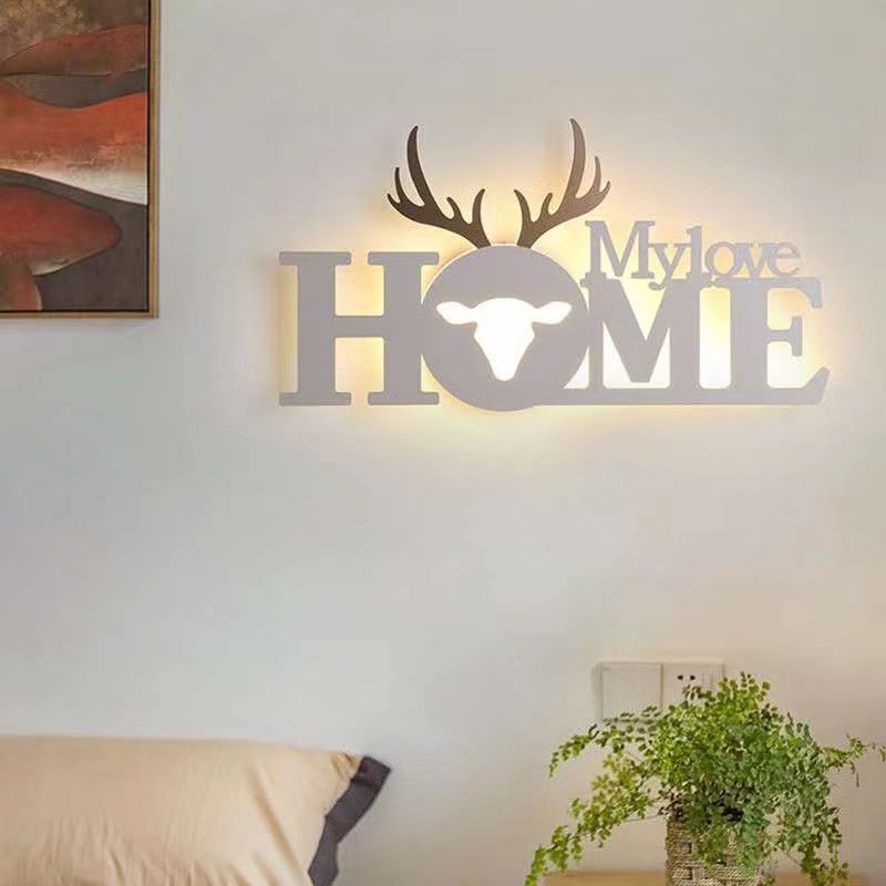 Nordic style modern minimalist led decorative wall lamp - kids' room bedside wall sconce - wall-mounted letter wall light