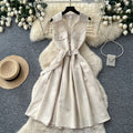 K-stylework clothingv neck sleeveless lapel dress women's summer waist slimming look a-line skirt eleganceelegantsilmp skirt