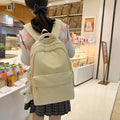 New schoolbag large capacity water-resistant embroidered backpack for junior and senior high school students - solid color, simple, and cute design