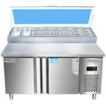 Freezer pizza sprinkling table slotted salad table commercial fruit dessert freezer refrigerated display cabinet operating table