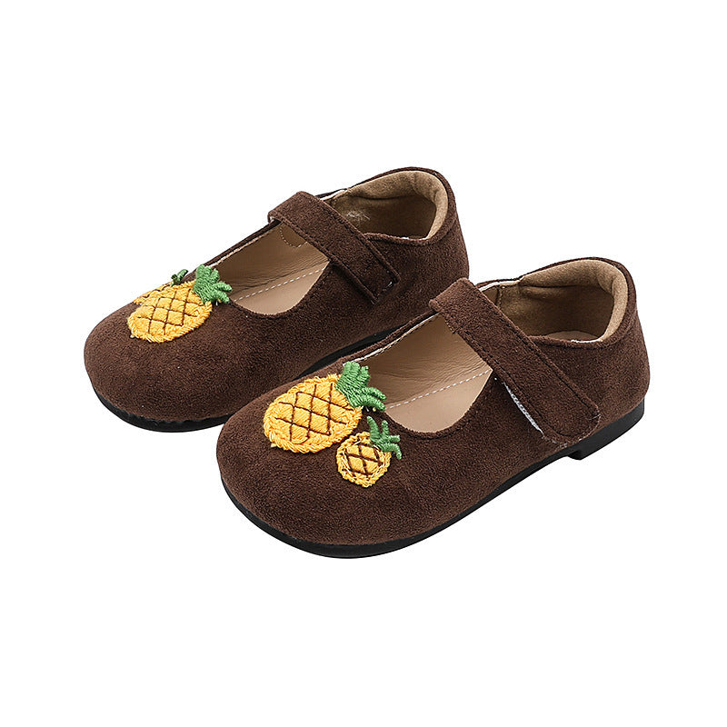 Vancahao kids' mongolian velvet leather shoes,  spring/autumn new collection, girls' fashion cartoon princess shoes, soft sole flats