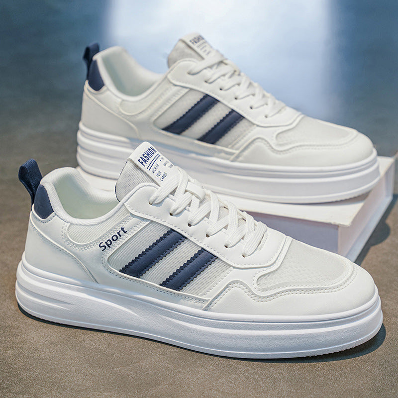 Men's shoes 2026 summer new arrival: youth casual skate shoes, men's thick-soled mesh breathable student sports white shoes
