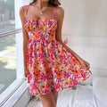 tk cross-border women's resort dress - new spring/summer collection - beach vacation floral print square neck cami dress