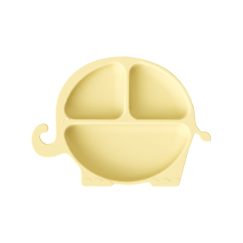 Children's silicone grid suction cup dinner plate, cartoon dinosaur integrated baby baby separation complementary food tableware customization