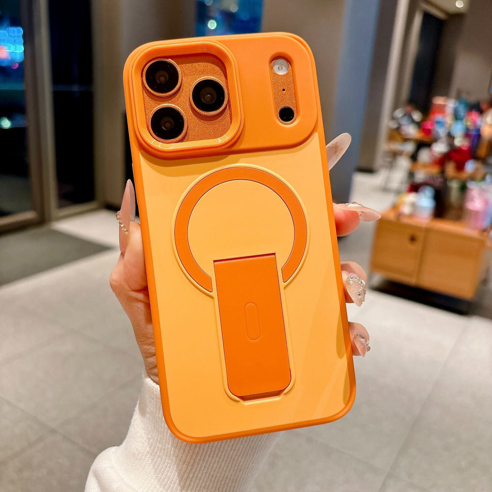 Dazzling armor skin feel magnetic invisible stand compatible iphone 17 pro max phone case apple 16 anti-drop matte case