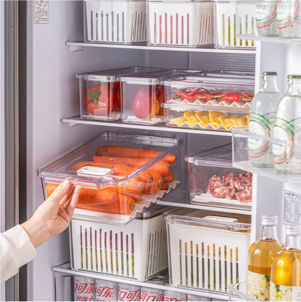 Simple European style household kitchen, fresh-keeping vegetables and fruits, refrigerator storage box, plastic box, light luxury design, food grade