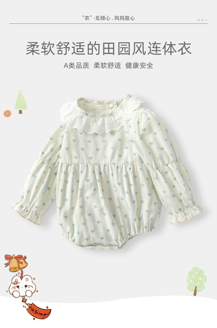 Infant and toddler autumn clothing, class a bodysuits, newborn long-sleeved rompers, baby girl outdoor crawling suits for spring and autumn