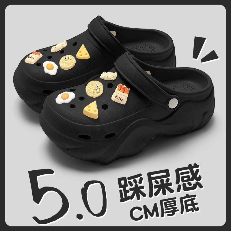 Thick soleeva crocs women's summer outwear 2025new arrivalheight increasing outdoor beach seaside ins toe cap slippers