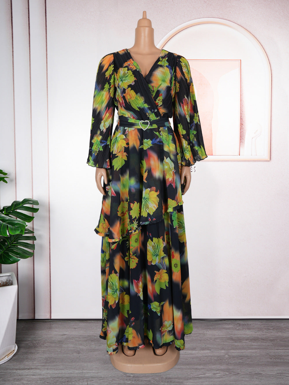 new arrival: fresh & sweet plus size dress - african women's ruffle print maxi dress