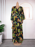 new arrival: fresh & sweet plus size dress - african women's ruffle print maxi dress