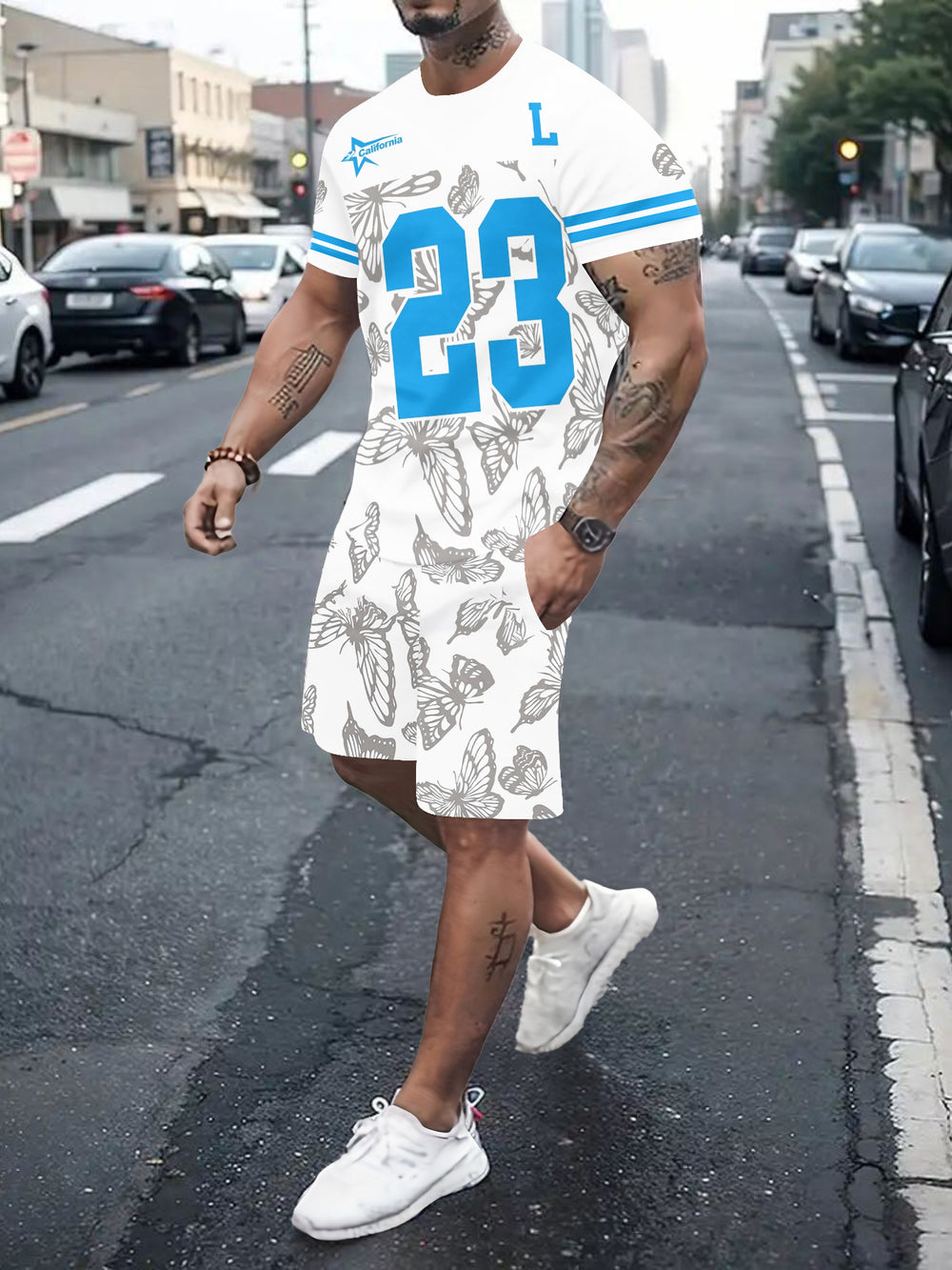 Men's casual sports set - short sleeve & shorts - summer hot seller - cross-border fashion - two-piece leisure outfit