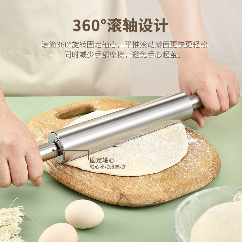 Stainless steel rolling pin - kitchen baking tool for dumplings, noodles, and more - seamless roller