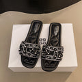 Plus size women's slides for export -  summer new arrivals: european & american fashion rhinestone flat one-strap sandals
