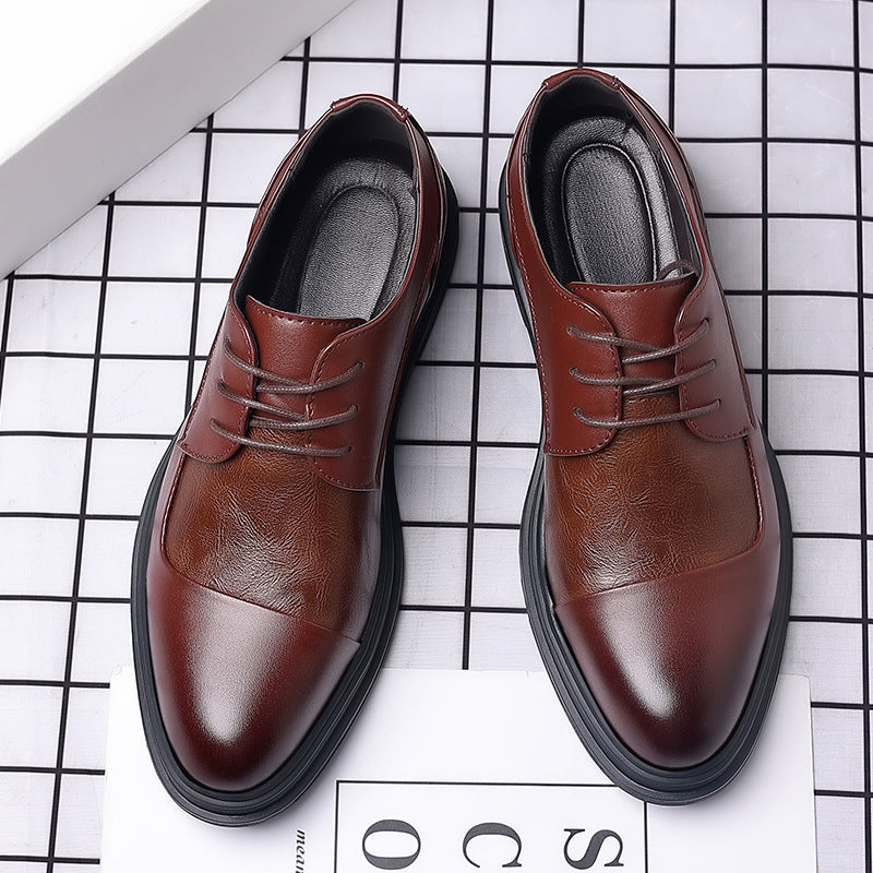 New plus size leather dress shoes for men - business casual, british style, trendy black wedding shoes for groom