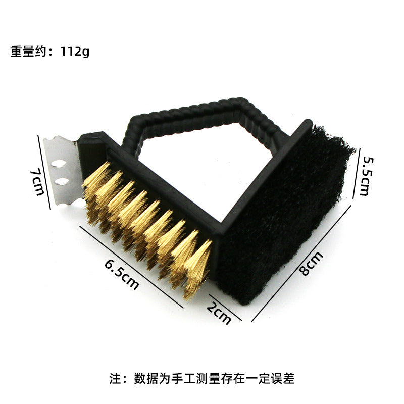 Oven cleaning accessory tool all-in-one brush plastic copper wire brush three-in-one cleaning brush bbq high-temperature cleaning gadget
