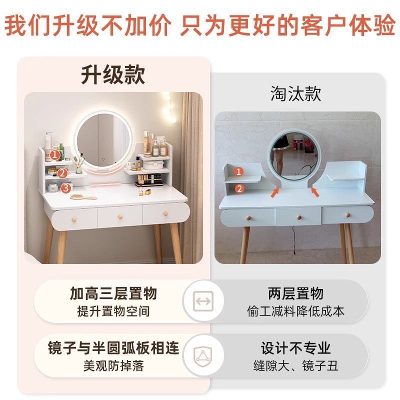 Modern minimalist vanity table - bedroom, small apartment, master bedroom - new light luxury style, trendy storage cabinet, all-in-one desk, makeup table