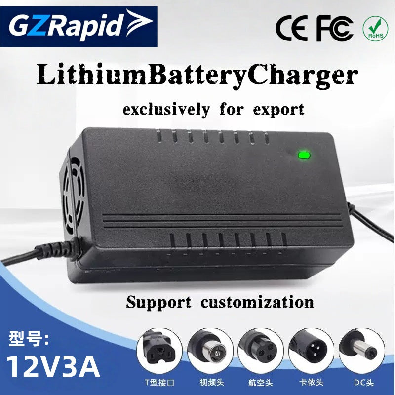 12v3a lithium battery charger 24v36v48v60v72v electric vehicle scooter 110v220v european, british and american regulations