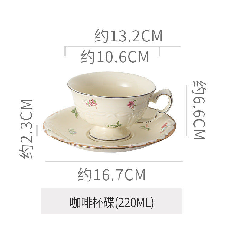 European-style stylish palace style ceramic coffee cup and saucer floral afternoon tea cup teapot milk pot sugar pot stylish combination