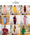 Plus size ruffle trim deep v sexy slit bodycon dress - women's clothing