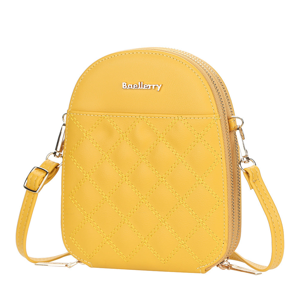BAELLERRY New Embroidered Women's Small Crossbody Bag Korean Version Large Capacity Zipper Shoulder Bag Versatile Mobile Phone Bag